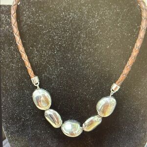 Silver and Brown Beaded Necklace